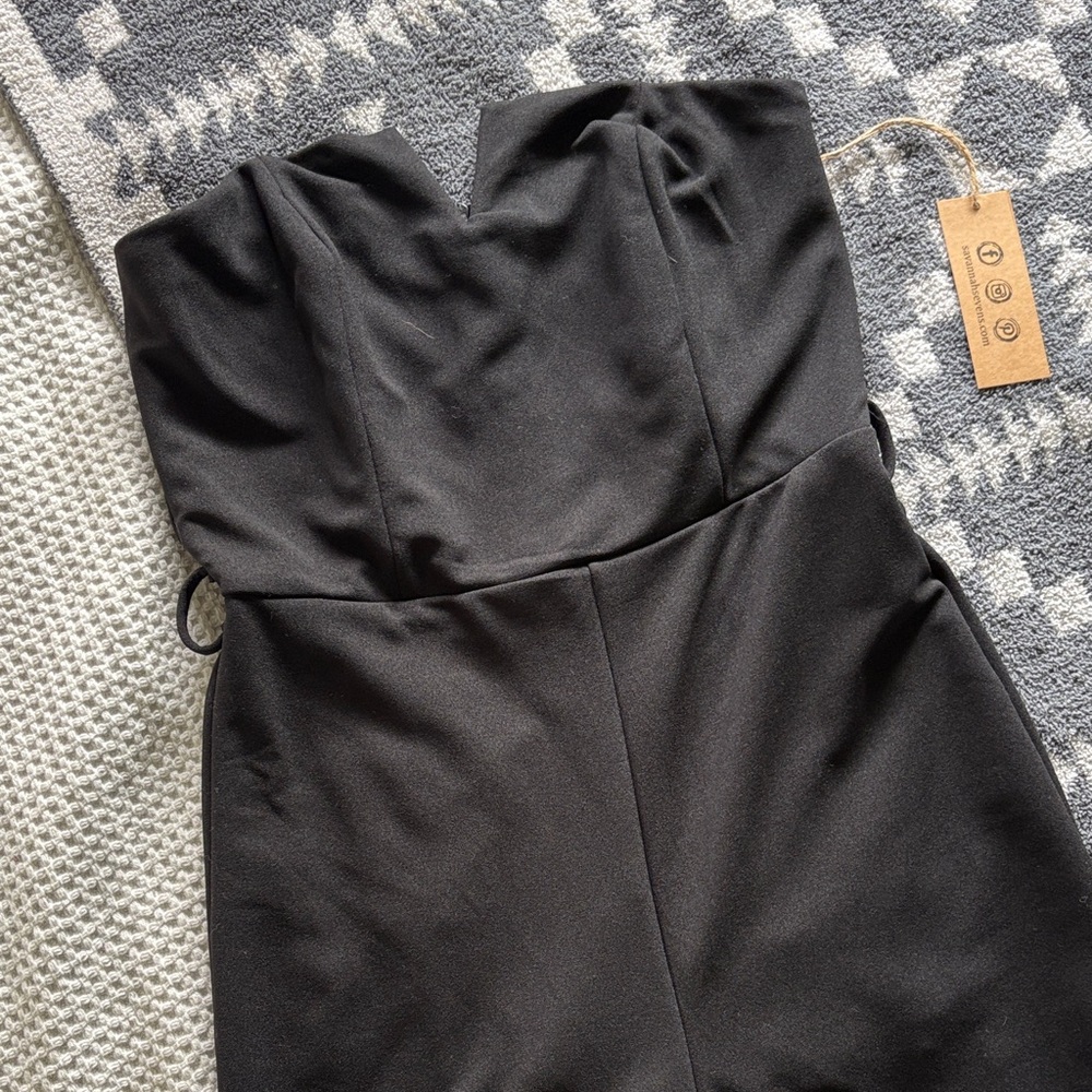 Black Strapless Wide-Leg Women’s Jumper